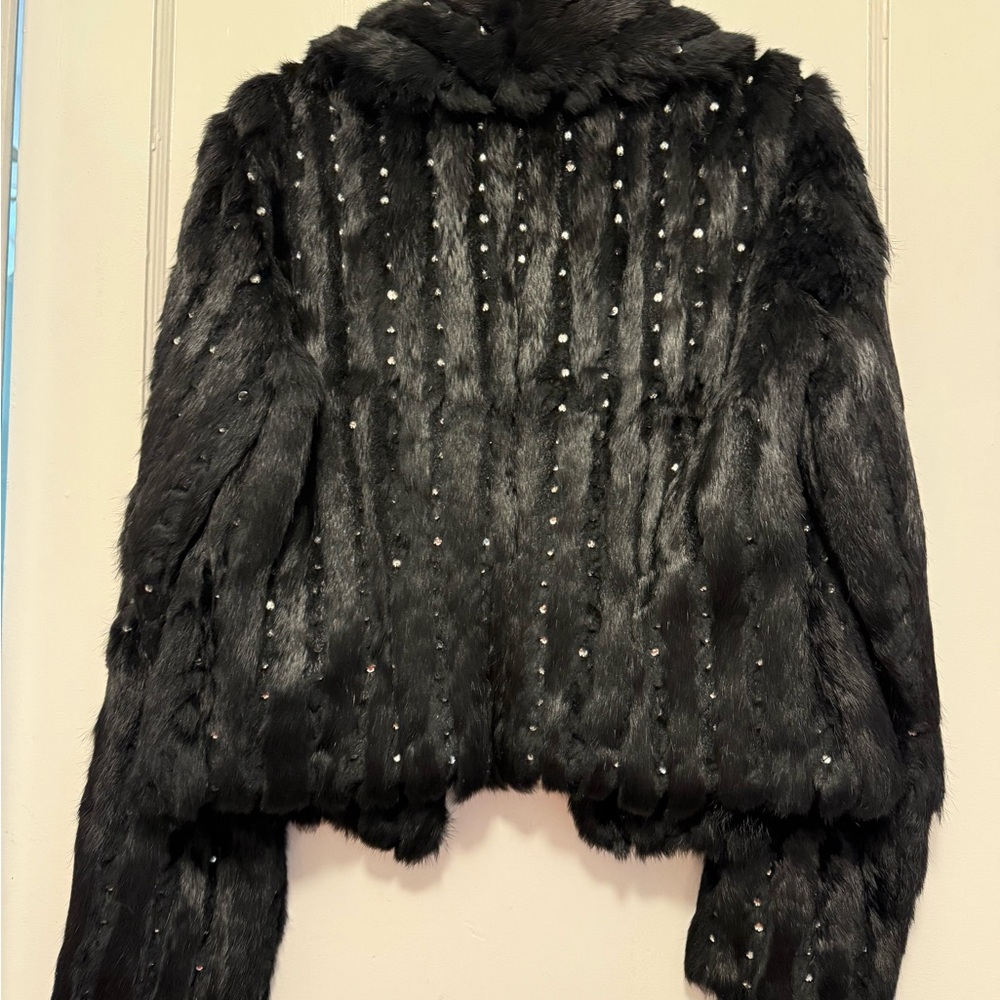 Cache Black Rabbit fur with rhinestones jacket
NWT  Vintage jacket - Picture 2 of 4